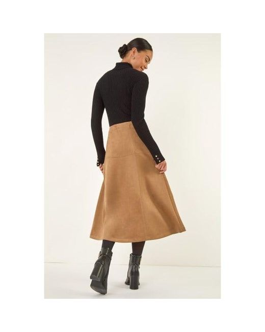 Roman Brown Petite Suede A-Line Skirt