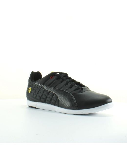 PUMA Black Ferrari Pedale 4 Leather Lace Up Trainers 305504 02 for men