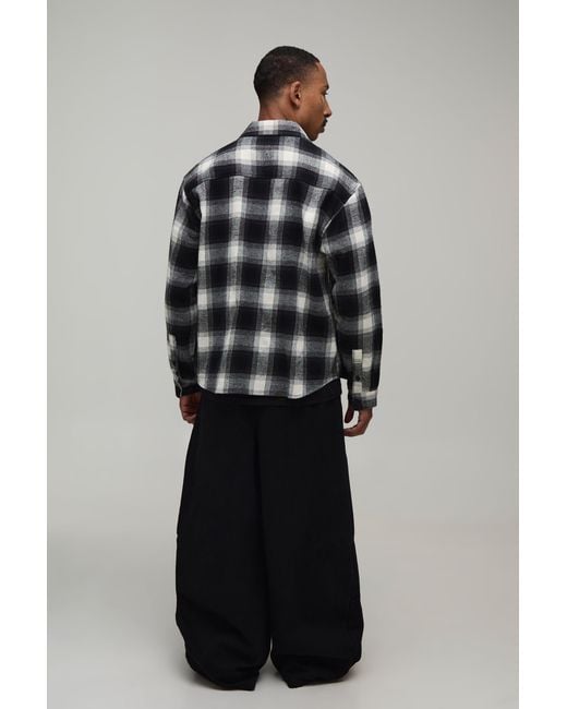 BoohooMAN Black Barrell Leg Half & Waistband Washed Twill Trousers for men