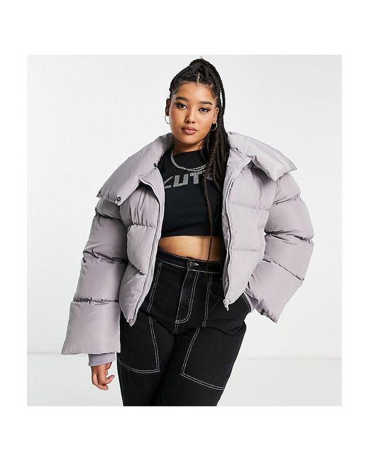 Collusion Gray Plus Oversized Wadded Puffer Jacket