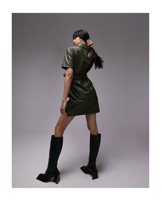 Topshop khaki belted mini dress sale