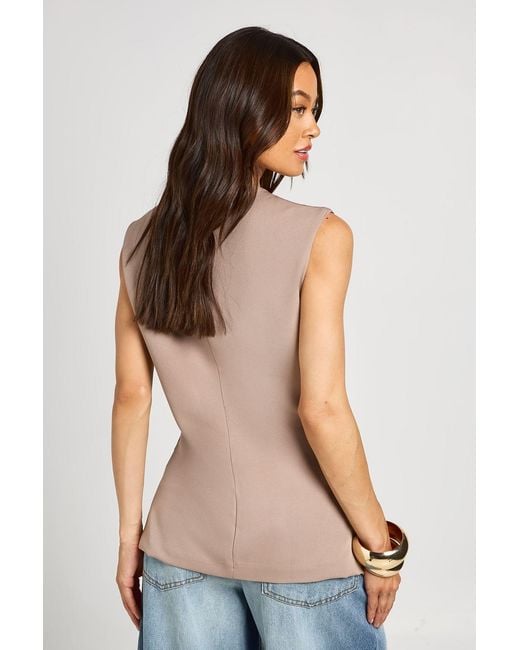Boohoo Natural Tall V-Neck Pocket Detail Waistcoat