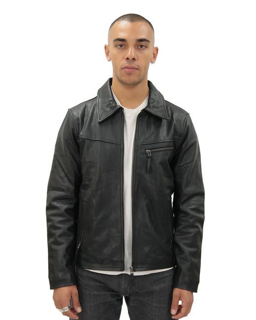 Infinity Leather Black Harrington Cow Hide Jacket-Lima for men
