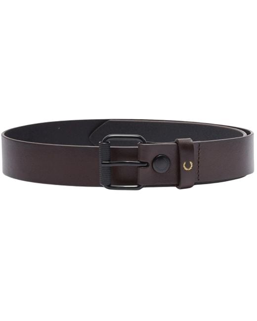 Fred Perry Black Oxblood Burnished Leather Belt for men