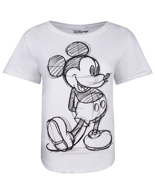 Disney White Mickey Mouse Rolled Cuff T-Shirt