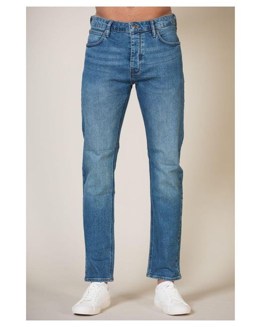 French Connection Blue Cotton Slim Fit Stretch Jeans for men