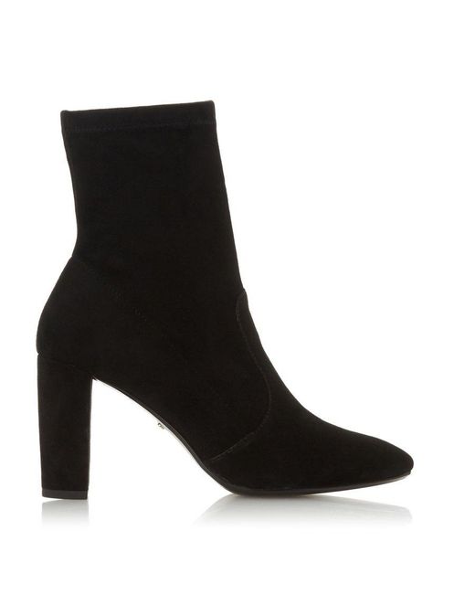 Dune Black Ladies Optical Stretch Sock Ankle Boots