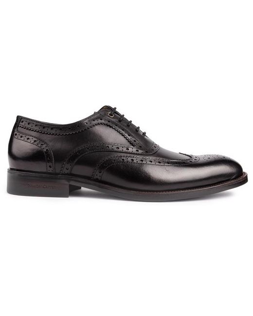 Simon Carter Black Barn Owl Brogue Shoes for men