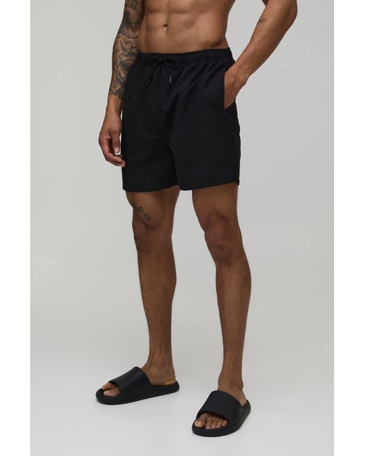 BoohooMAN Black Mid Length Swim Short for men