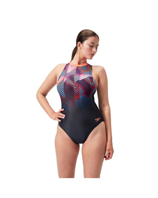 Speedo Blue Hypocrite Abstract Patterned Swimsuit