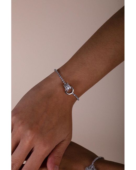 SVNX Brown Double Ring Diamante Bracelet
