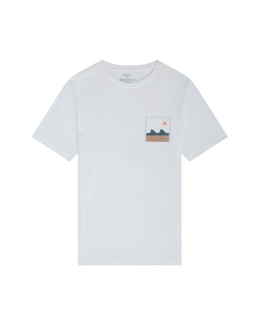 Mountain Warehouse White St Ives T-Shirt Cotton Breathable Everyday Summer Printed Tee for men