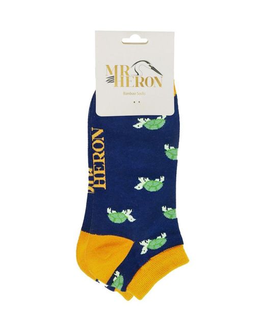 Mr Heron Blue Bamboo Trainer Socks for men