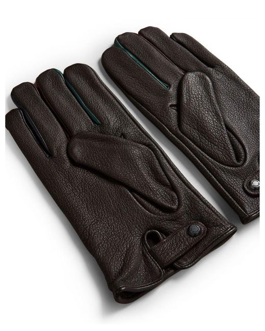 Ted Baker Accessories Parmed Leather Gloves In Brown in het Black voor heren