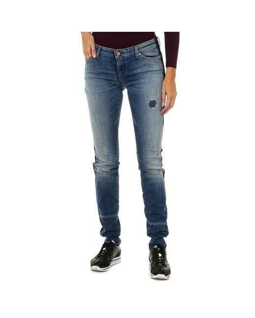Armani Blue Long Worn And Torn Effect Denim Pants 6Y5J06-5D2Zz