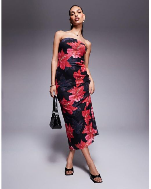 Princess Polly Red Mesh Bandeau Maxi Dress