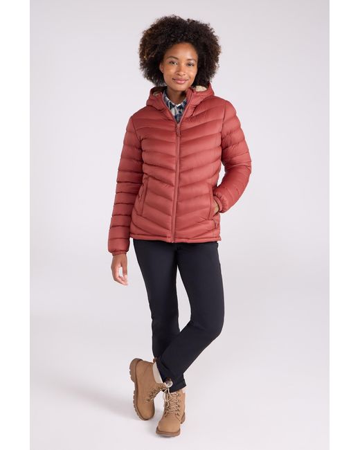 Mountain Warehouse Red 'Seasons' Padded Jacket Fur Lined Water Resistant Coat Polyamide