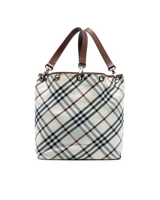 Burberry Gray Pre-Owned Nova Check Canvas Tote