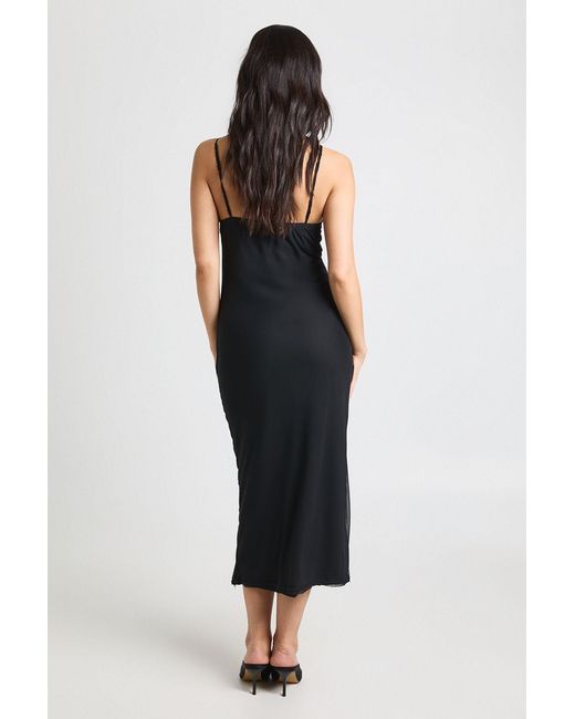 Boohoo Black Mesh Bodycon Dress With Lace Cup Detail