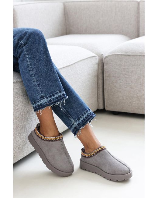 Where's That From Blue Wheres 'Ivana' Cosy Faux-Suede Fur Lining Low Ankle Boot