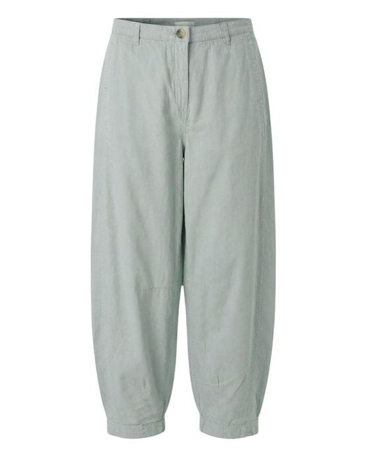 Secret Label Blue Linen Blend Barrel Leg Trousers