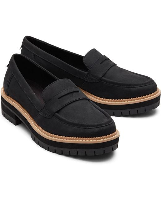 TOMS Black Cara Leather Loafers