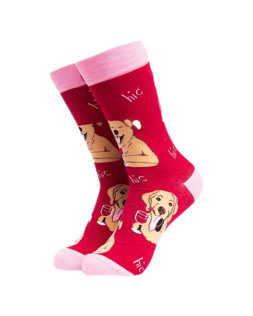 Soctopus Red Dog Pattern Novelty Funny Dress Socks for men