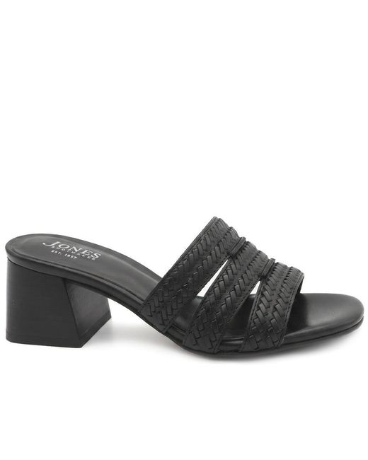 Jones Bootmaker Black Isaura Leather Heeled Mule Sandals