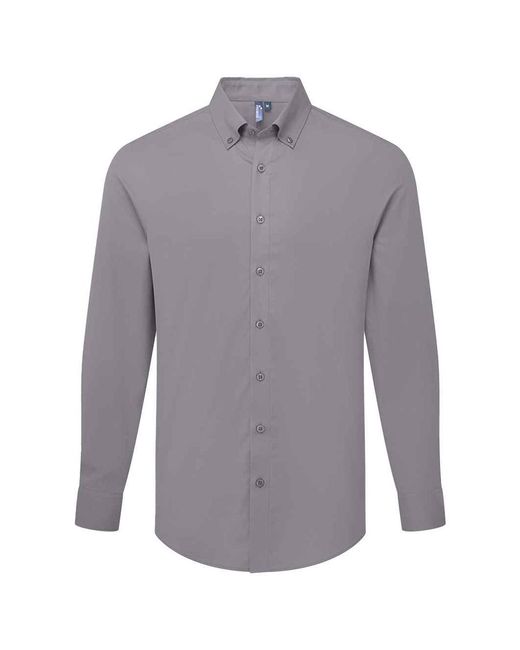 PREMIER Blue Supreme Oxford Long-Sleeved Formal Shirt (Steel) for men