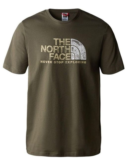 The North Face Short Sleeve T Shirt In Olive Green Cotton for men