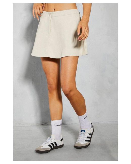 MissPap White Asymmetric Back Floaty Mini Skirt