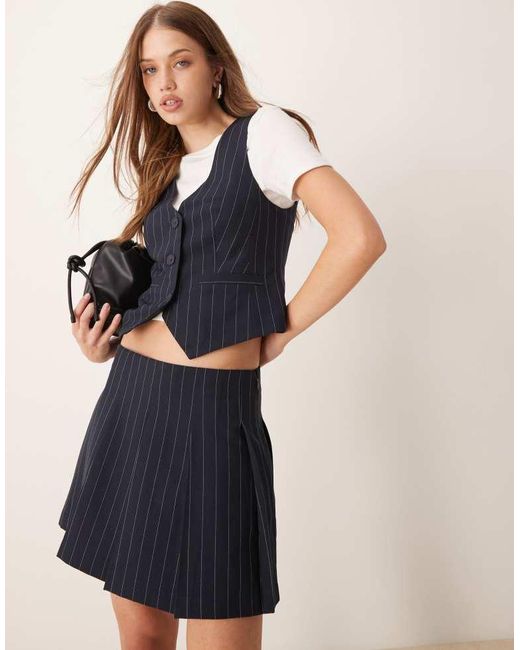 ASOS Natural Tailored Pleated Mini Skirt