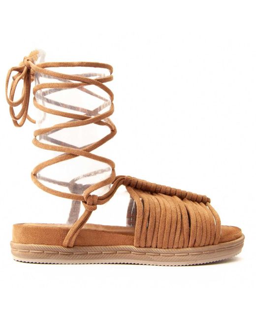 Montevita Brown Flat Sandal Strips2