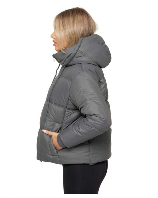 Enzo Gray Hooded Puffer Jacket with Adjustable Details