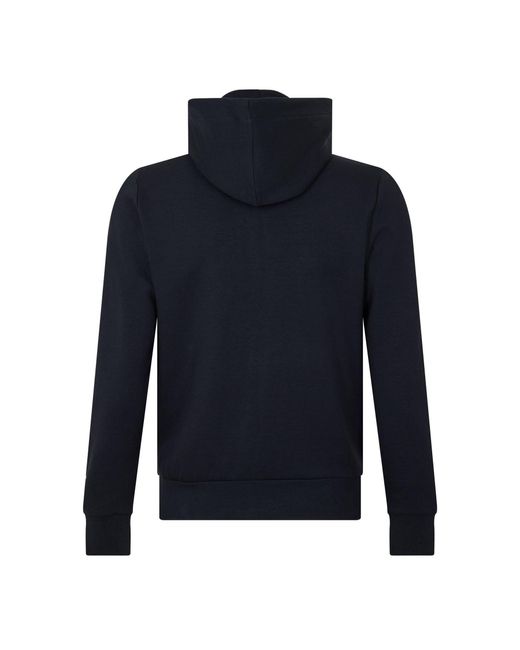 Boss Blue Saggy Solid Patterned Hooded Drawstring Ribbed Cuff Sweat Jacket for men