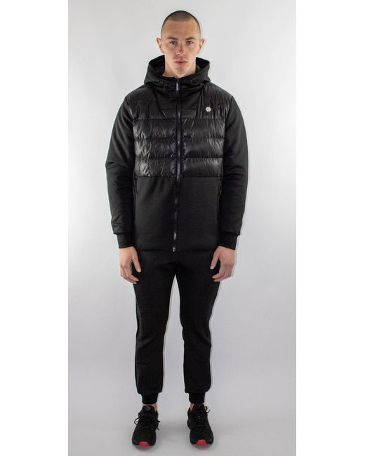 D Rock Black Tracksuit Set Padded Jacket And Cuffed Bottom for men