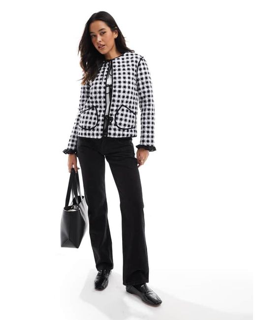 ASOS White Quilted Tie Front Jacket