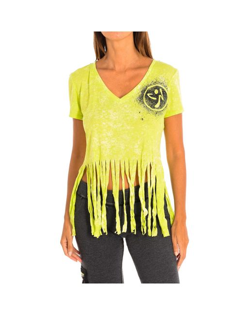 Zumba Yellow Short-Sleeved V-Neck Sports T-Shirt Z1T00401