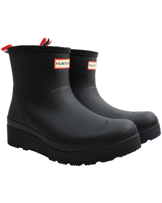 Hunter Black Play Shearling Insulated Short Wellington Boots