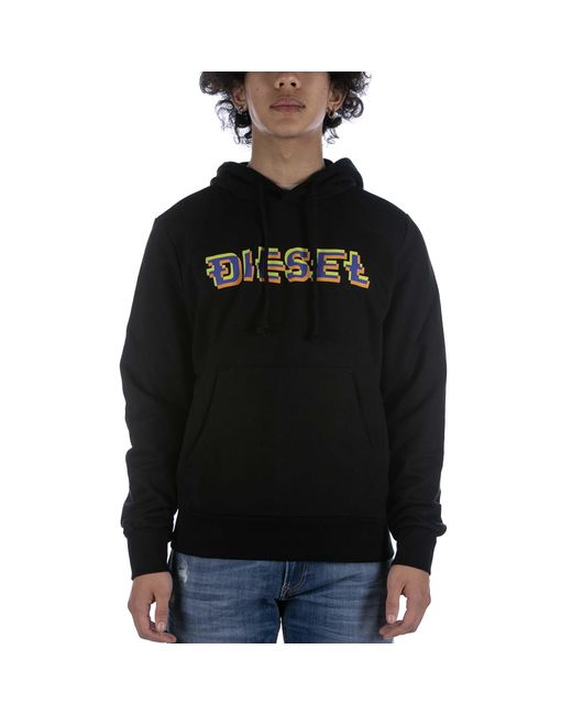 DIESEL Black Sweatshirt S-Ginn Hood K27 Cotton for men