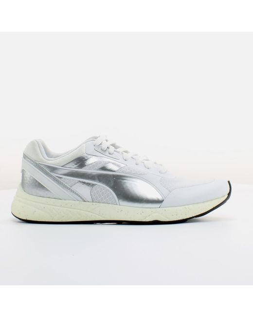 PUMA White 698 Ignite Metallic Textile Lace Up Trainers 361086 02