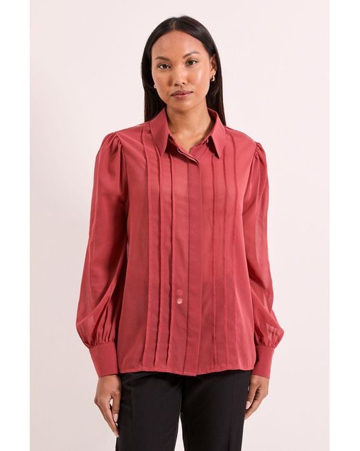 PRINCIPLES Collared Pintuck Detail Chiffon Shirt
