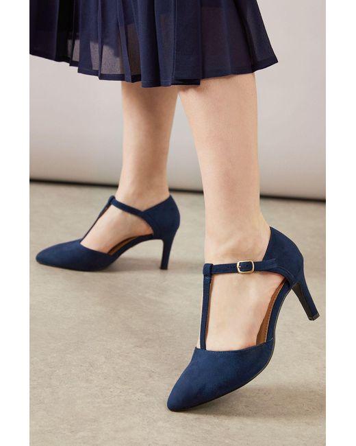 Good for the Sole Blue Wide Fit Emma Pointed Open Court Shoes