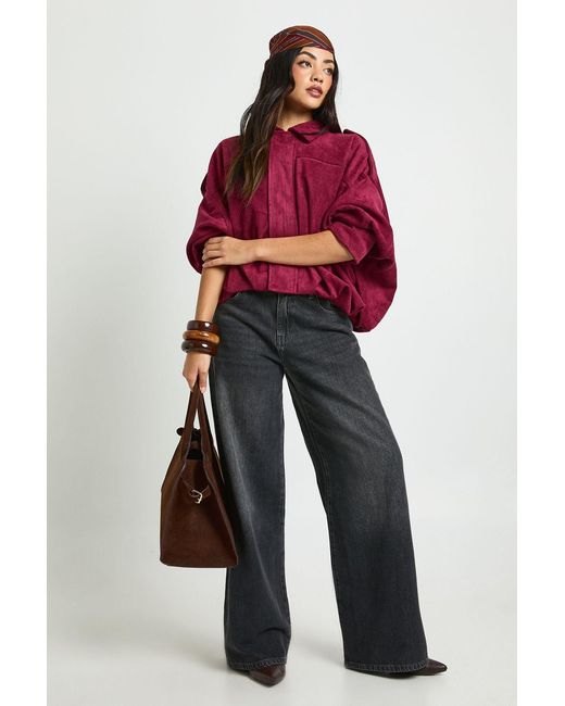 Boohoo Red Faux Suede Bomber Jacket