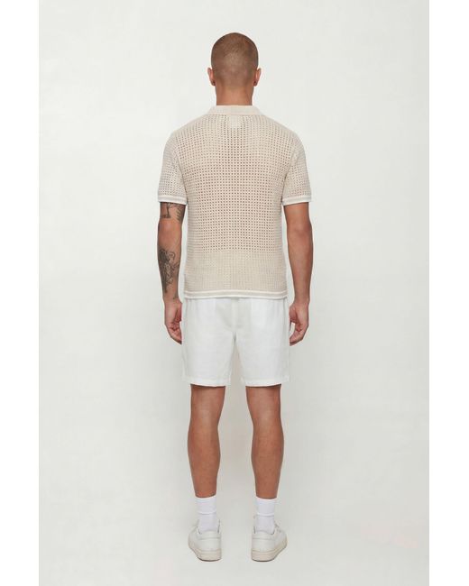 BoohooMAN Natural Regular Fit Open Stitch Knitted Shirt for men