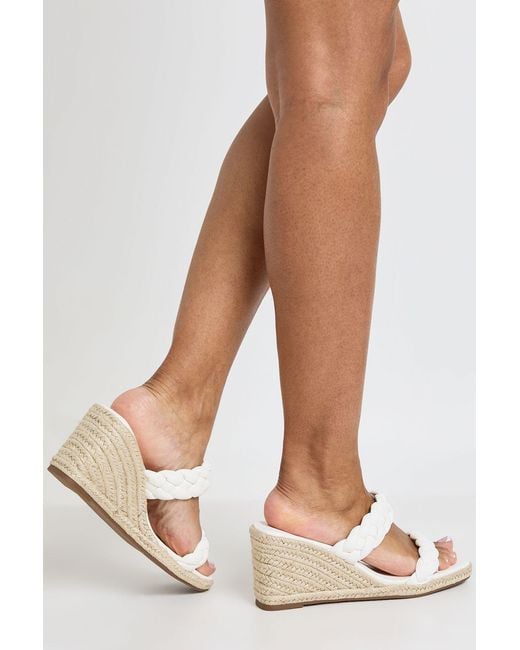 Boohoo White Wide Fit Plait Detail Wedges