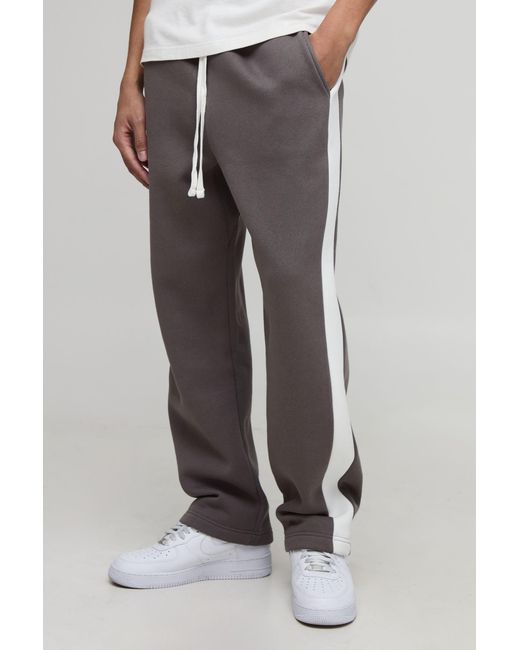 BoohooMAN Gray Straight Fit Panelled Jogger for men