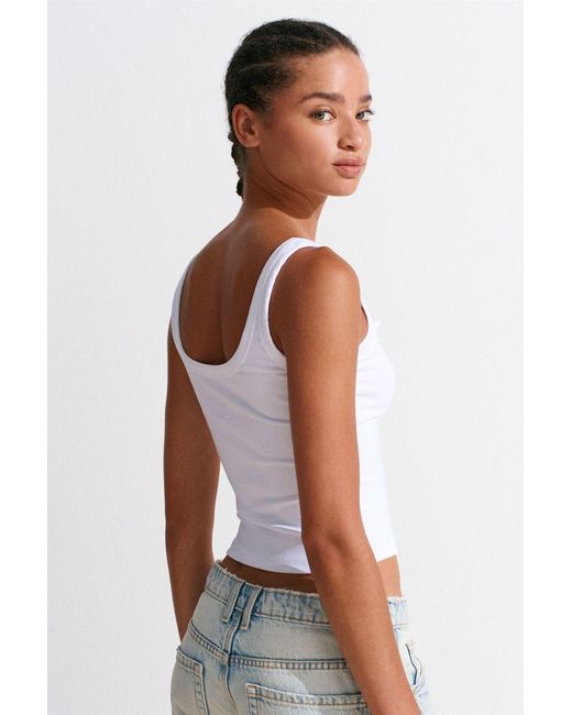 Dilvin Geribbelde Crop Cami Blouse in het Gray