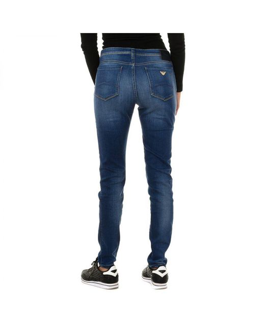 Armani Lange Jeansbroek Met Used-effect Gemaakt Van Stretchstof 3y5j28-5d0zz in het Blue