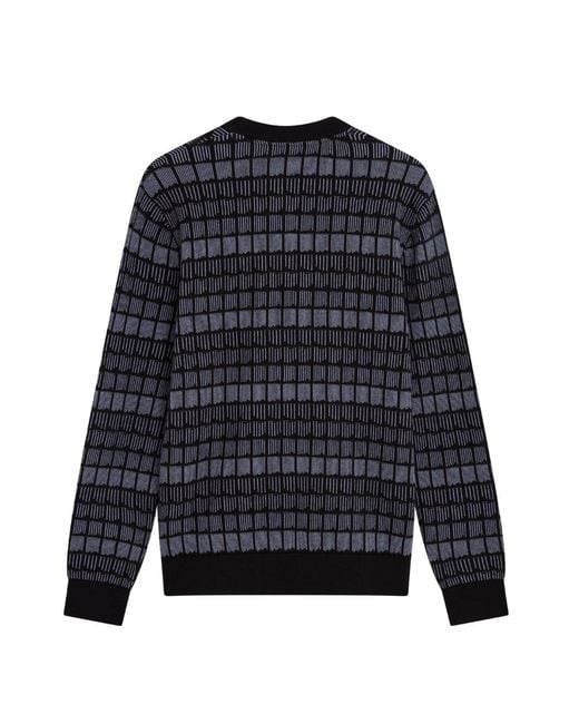 Ted Baker Blue Osburn Regular Fit Jacquard Crewneck Jumper Cotton for men